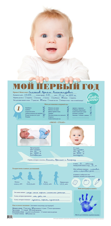 картинка Плакат "Мой первый год" для мальчиков А2 #Арт.96 0029 от магазина HappyLine-media.ru